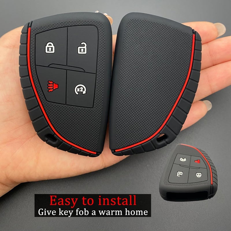TANDRIVE 4-Button Key Fob Cover for 2023-2025 2026 Chevy Colorado Equinox Silverado GMC Canyon Sierra 2025 Honda Prologue, Silicone, 2-Pack, Black - Image 3